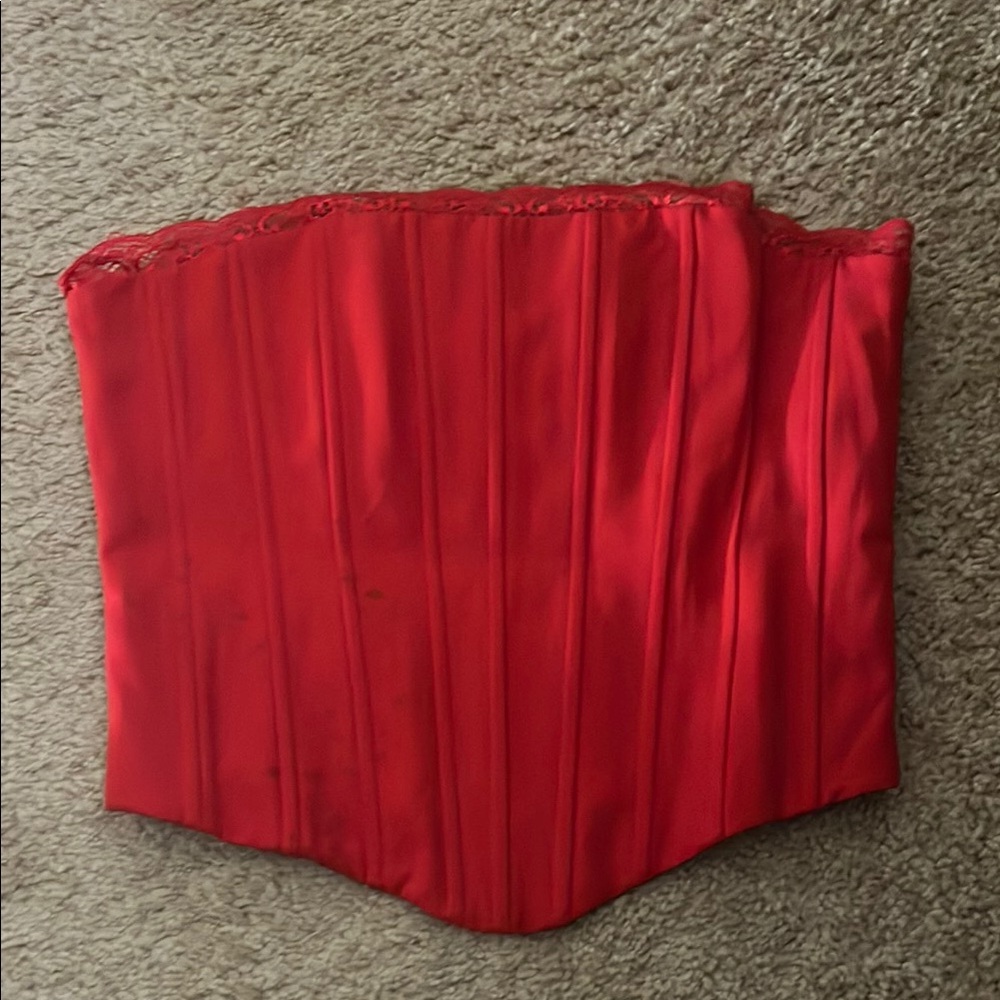 Womens Small Red Satin Corset Top